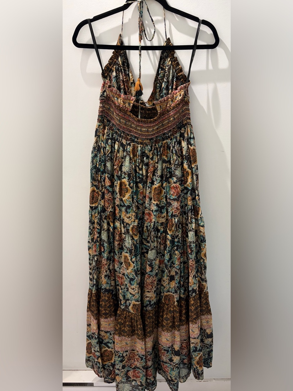 Free People Real Love Printed Halter Maxi Dress Cotton Dress Sz M - Picture 7 of 8